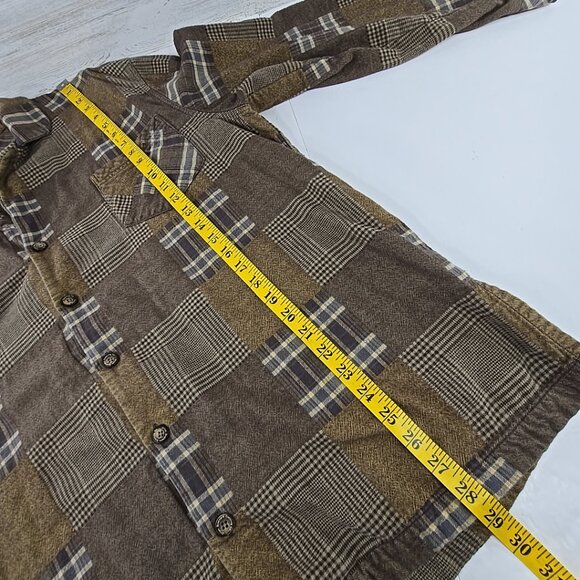 ORTON BROTHERS PATCHWORK BROWN FLANNEL SHIRT MEN'S SIZE LARGE - Picture 16 of 16